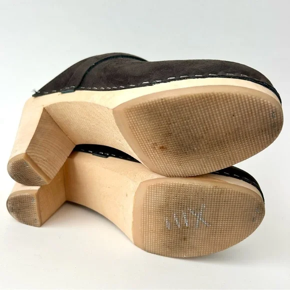 Maguba Anthropologie Stockholm Clogs Black Nubuck Suede Swedish Size 37 - Picture 12 of 14